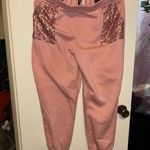 Pink Joggers with Sequin Pockets
